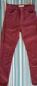 TOP SHOP Corduroy Pants Burgundy color 28w 30 L size 4.